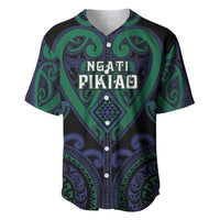 Custom Aotearoa Ngati Pikiao Baseball Jersey Maori Tribal Pattern LT05 Green - Polynesian Pride