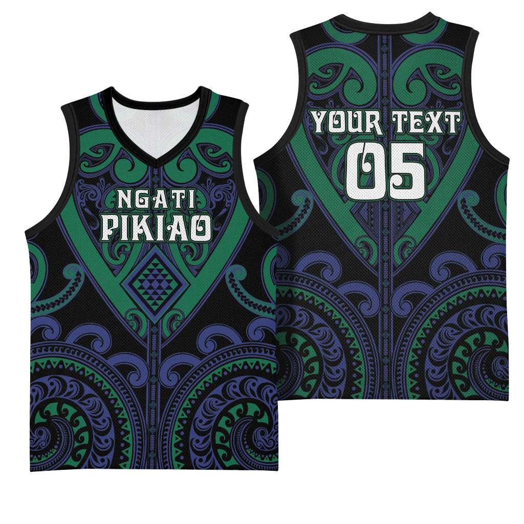 Custom Aotearoa Ngati Pikiao Basketball Jersey Maori Tribal Pattern LT05 - Polynesian Pride