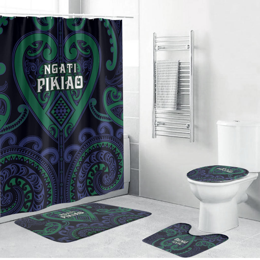 Aotearoa Ngati Pikiao Bathroom Set Maori Tribal Pattern LT05 Bathroom Set (4 pcs) Green - Polynesian Pride