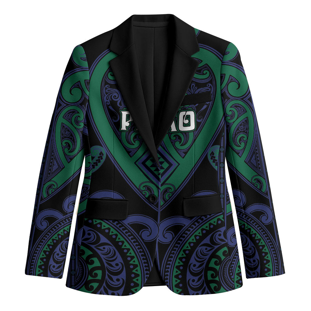 Custom Aotearoa Ngati Pikiao Blazer Maori Tribal Pattern LT05 Unisex Green - Polynesian Pride