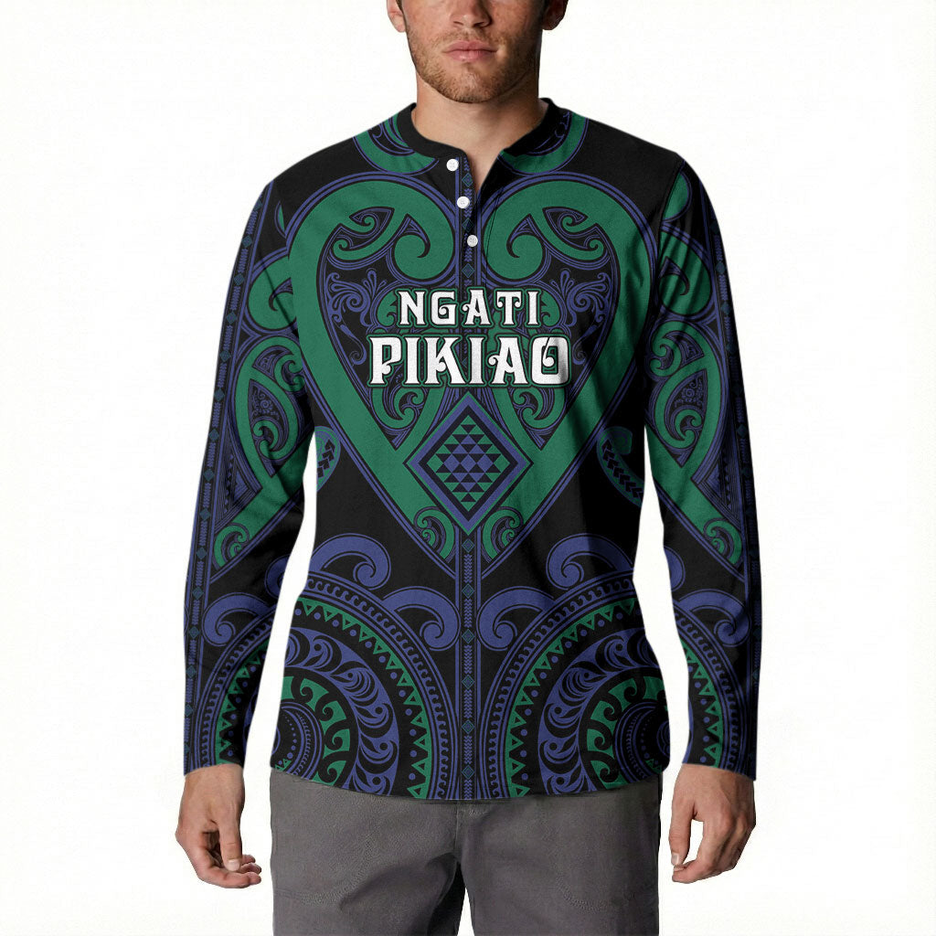 Custom Aotearoa Ngati Pikiao Button Sweatshirt Maori Tribal Pattern LT05 - Polynesian Pride