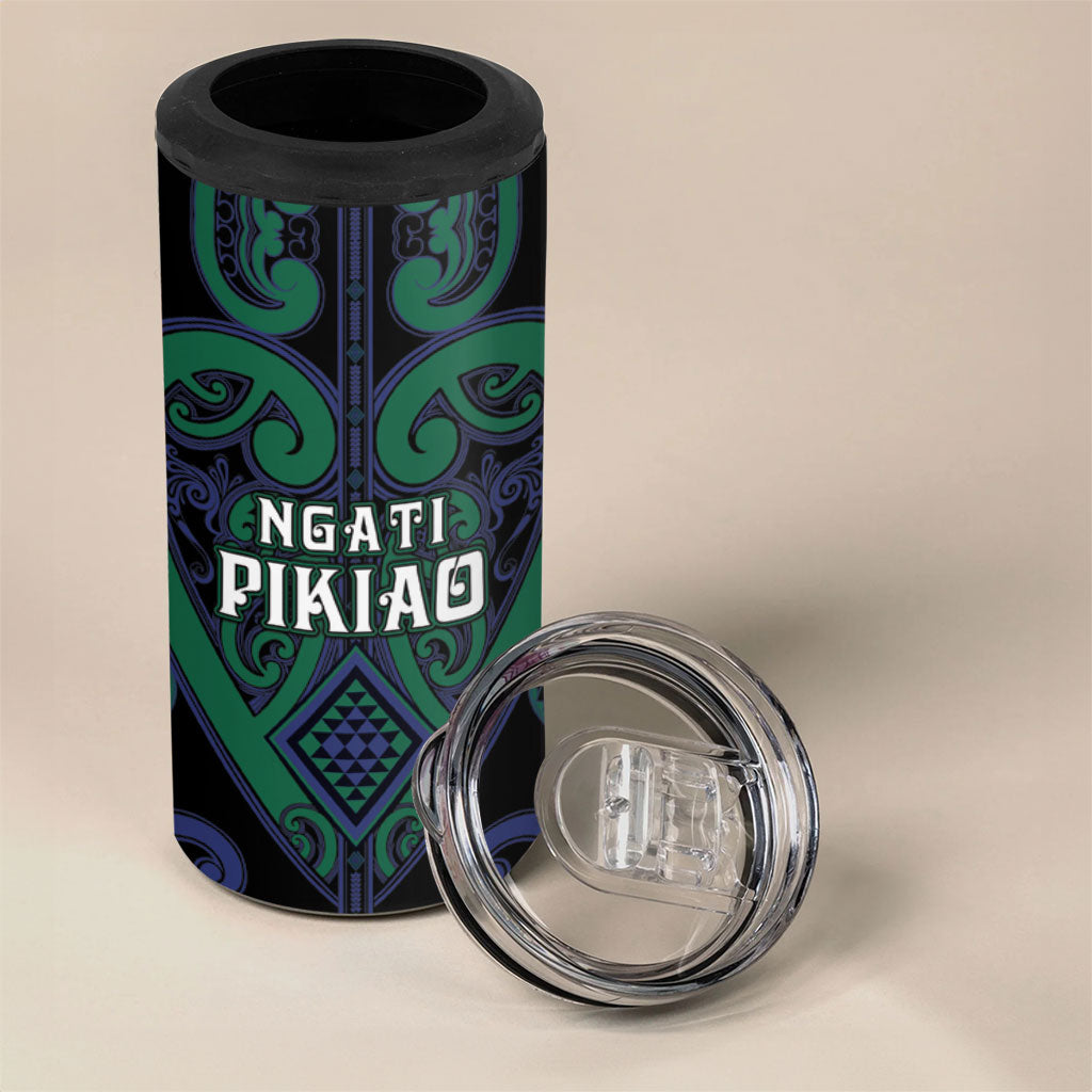 Custom Aotearoa Ngati Pikiao 4 in 1 Can Cooler Tumbler Maori Tribal Pattern LT05 - Polynesian Pride