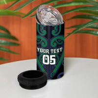 Custom Aotearoa Ngati Pikiao 4 in 1 Can Cooler Tumbler Maori Tribal Pattern LT05 - Polynesian Pride