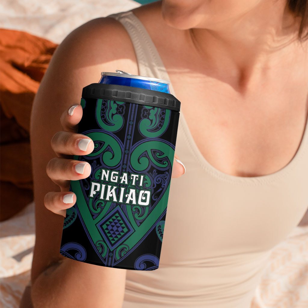 Custom Aotearoa Ngati Pikiao 4 in 1 Can Cooler Tumbler Maori Tribal Pattern LT05 - Polynesian Pride
