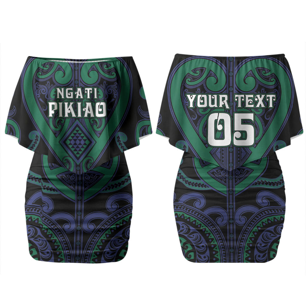 Custom Aotearoa Ngati Pikiao Couples Matching Off Shoulder Short Dress and Long Sleeve Button Shirt Maori Tribal Pattern LT05 - Polynesian Pride