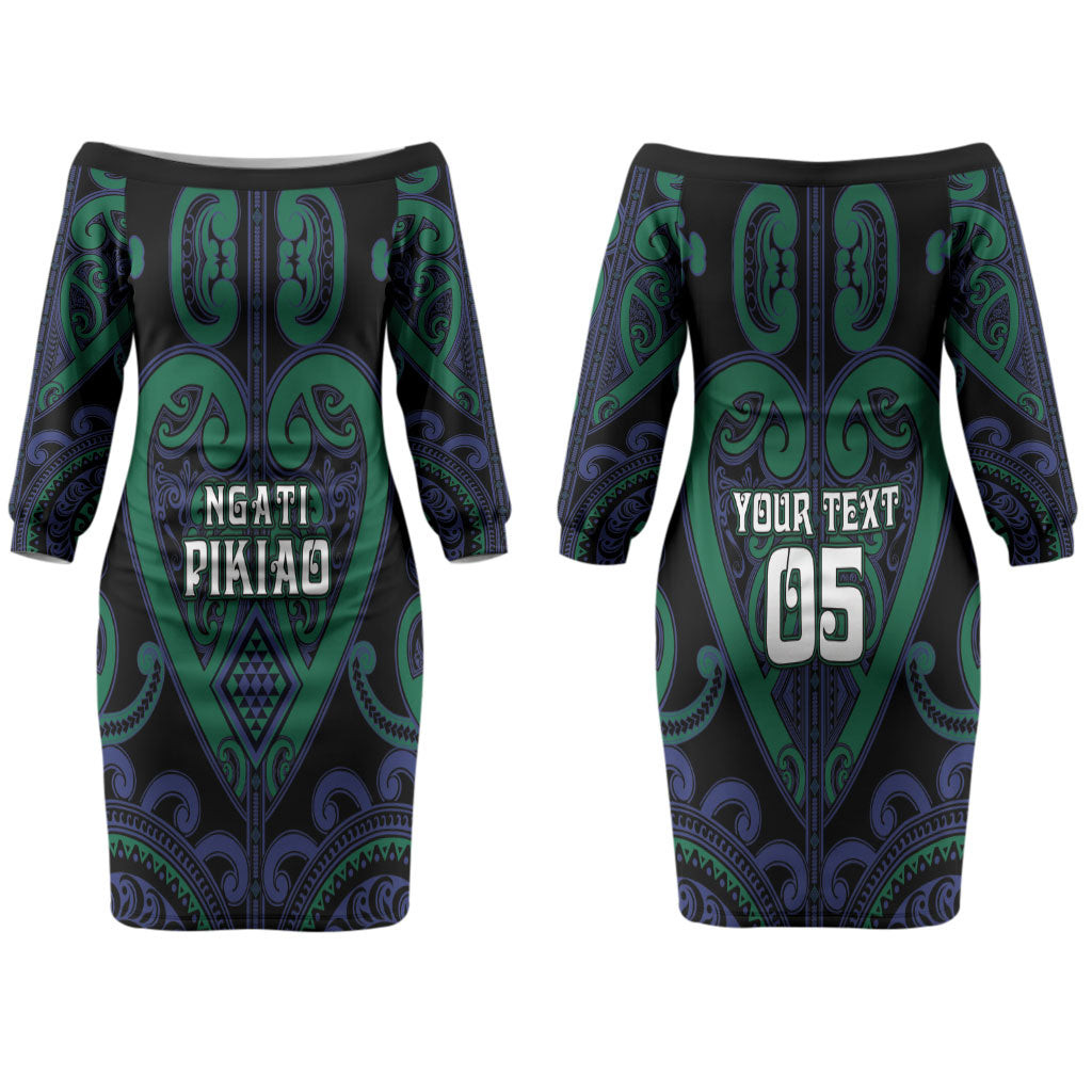 Custom Aotearoa Ngati Pikiao Couples Matching Off The Shoulder Long Sleeve Dress and Long Sleeve Button Shirt Maori Tribal Pattern LT05 - Polynesian Pride