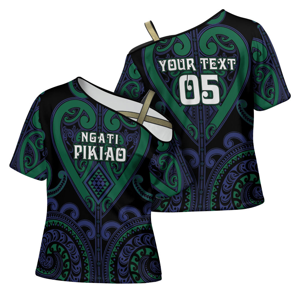 Custom Aotearoa Ngati Pikiao Cross Shoulder Shirt Maori Tribal Pattern LT05 - Polynesian Pride