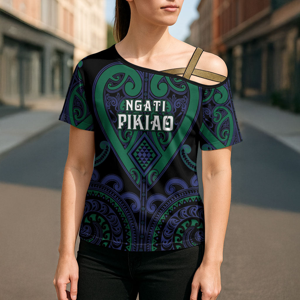 Custom Aotearoa Ngati Pikiao Cross Shoulder Shirt Maori Tribal Pattern LT05 - Polynesian Pride