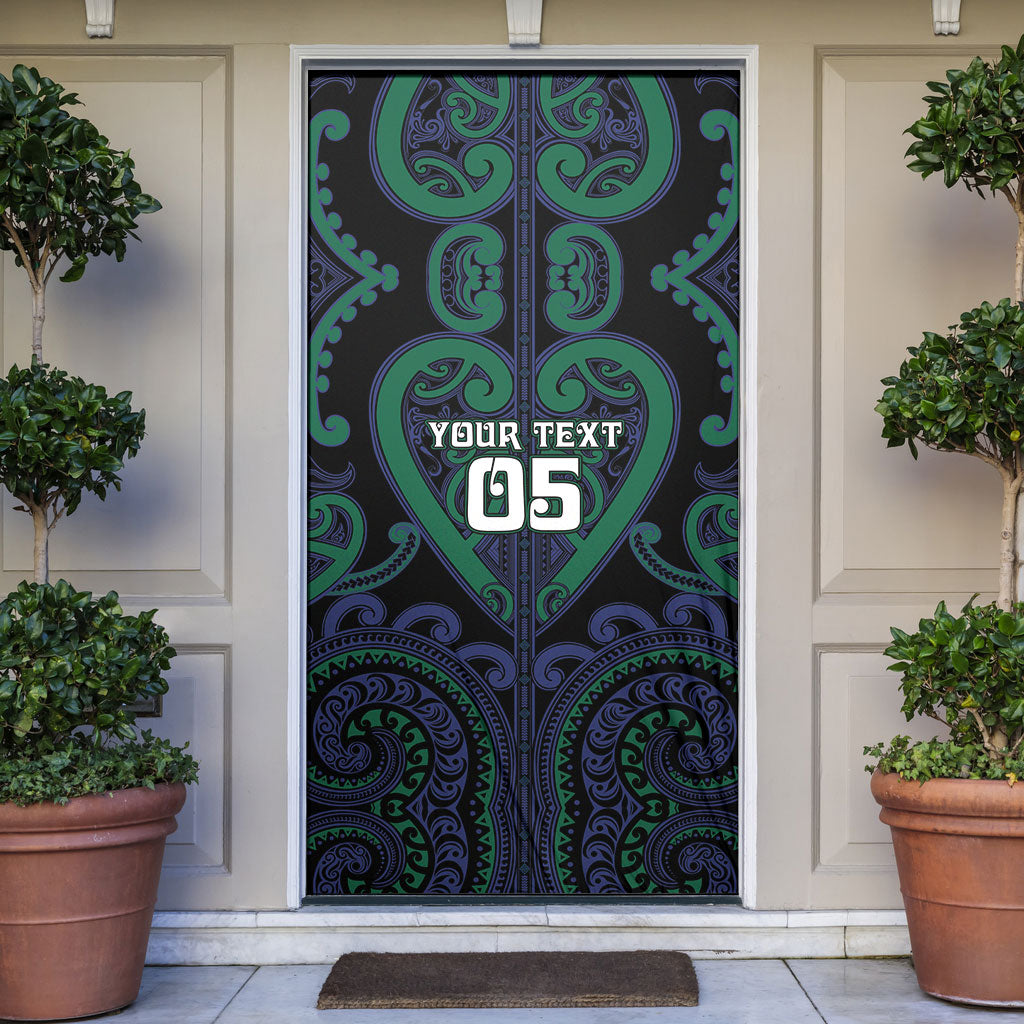 Custom Aotearoa Ngati Pikiao Door Cover Maori Tribal Pattern LT05 Green - Polynesian Pride