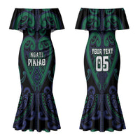 Custom Aotearoa Ngati Pikiao Family Matching Mermaid Dress and Hawaiian Shirt Maori Tribal Pattern LT05 Mom's Dress Green - Polynesian Pride