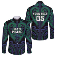 Custom Aotearoa Ngati Pikiao Family Matching Mermaid Dress and Hawaiian Shirt Maori Tribal Pattern LT05 Dad's Shirt - Long Sleeve Green - Polynesian Pride