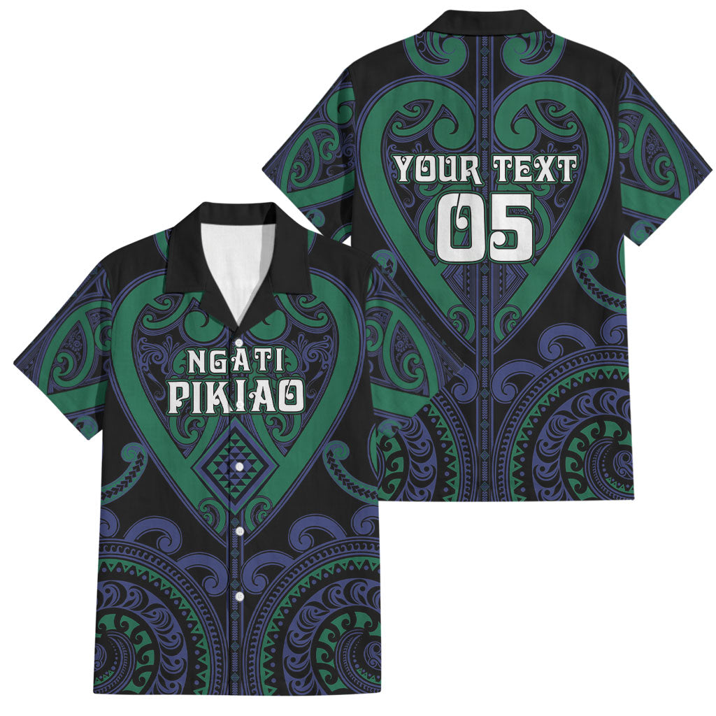Custom Aotearoa Ngati Pikiao Family Matching Puletasi and Hawaiian Shirt Maori Tribal Pattern LT05 Dad's Shirt - Short Sleeve Green - Polynesian Pride
