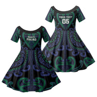 Custom Aotearoa Ngati Pikiao Family Matching Summer Maxi Dress and Hawaiian Shirt Maori Tribal Pattern LT05 Daughter's Dress Green - Polynesian Pride