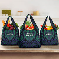 Aotearoa Ngati Pikiao Grocery Bag Maori Tribal Pattern LT05 3-pack One Size Green - Polynesian Pride