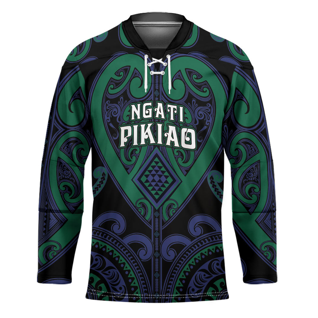 Custom Aotearoa Ngati Pikiao Hockey Jersey Maori Tribal Pattern LT05 Unisex Green - Polynesian Pride