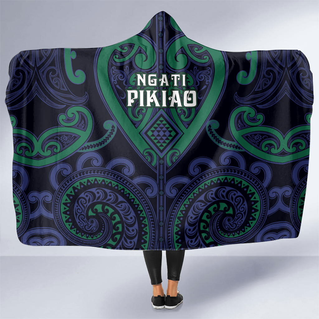 Aotearoa Ngati Pikiao Hooded Blanket Maori Tribal Pattern LT05 One Size Green - Polynesian Pride