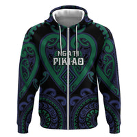 Custom Aotearoa Ngati Pikiao Hoodie Maori Tribal Pattern LT05 Zip Hoodie Green - Polynesian Pride