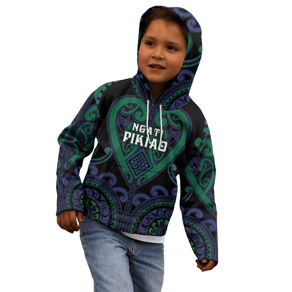 Custom Aotearoa Ngati Pikiao Kid Hoodie Maori Tribal Pattern LT05 - Polynesian Pride