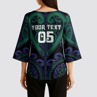 Custom Aotearoa Ngati Pikiao Kimono Sleeve Blouse Maori Tribal Pattern LT05 - Polynesian Pride