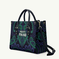 Aotearoa Ngati Pikiao Leather Bag Maori Tribal Pattern LT05 Green - Polynesian Pride