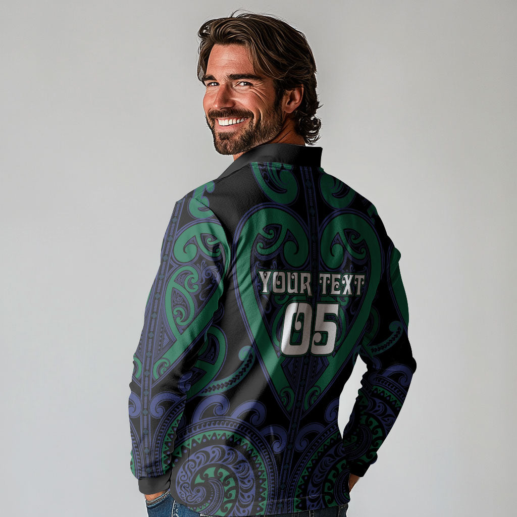 Custom Aotearoa Ngati Pikiao Long Sleeve Polo Shirt Maori Tribal Pattern LT05 - Polynesian Pride