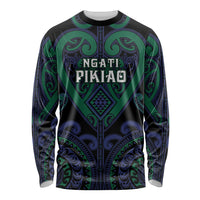 Custom Aotearoa Ngati Pikiao Long Sleeve Shirt Maori Tribal Pattern LT05 Unisex Green - Polynesian Pride