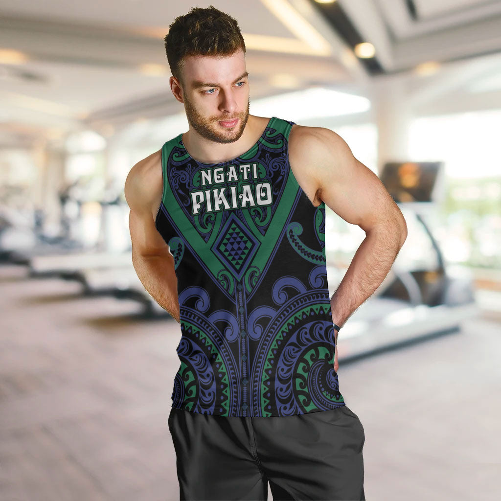 Custom Aotearoa Ngati Pikiao Men Tank Top Maori Tribal Pattern LT05 Green - Polynesian Pride