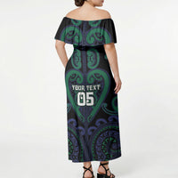 Custom Aotearoa Ngati Pikiao Off Shoulder Maxi Dress Maori Tribal Pattern LT05 - Polynesian Pride