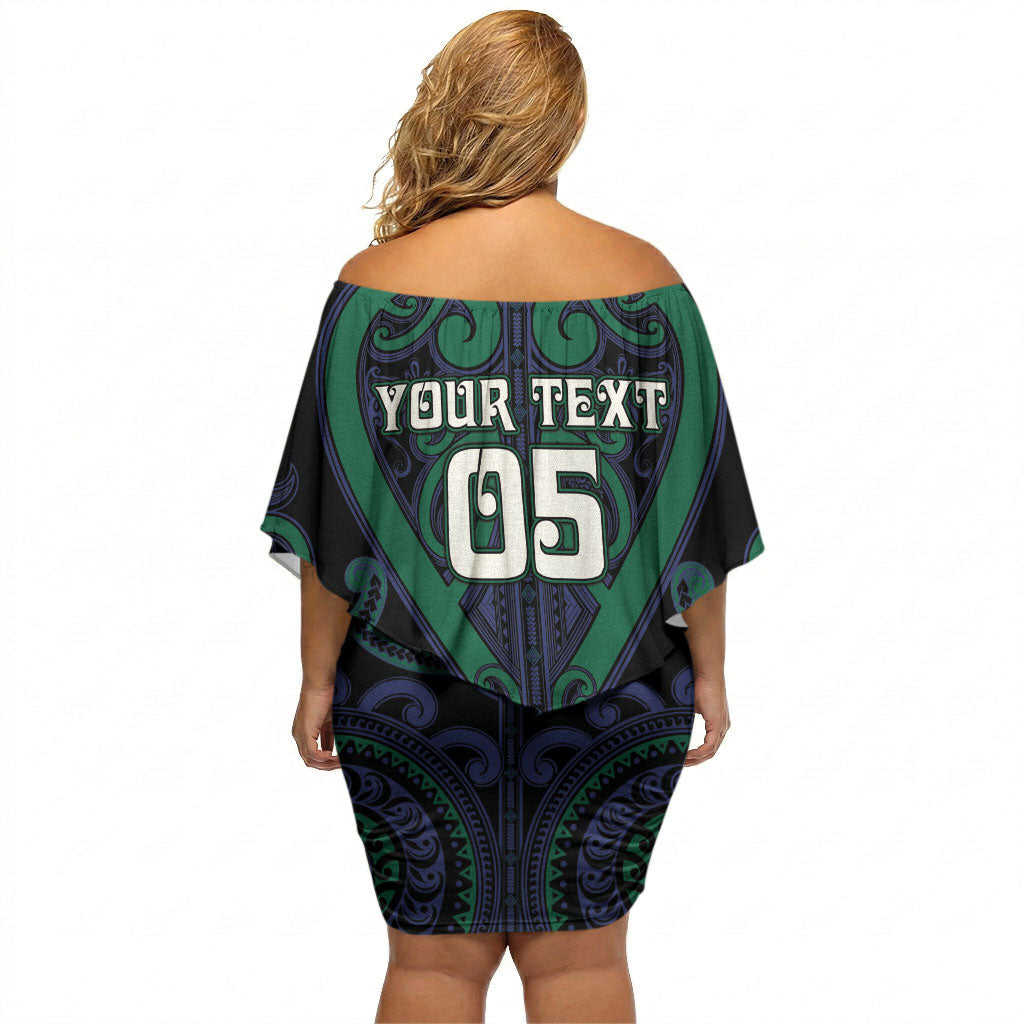 Custom Aotearoa Ngati Pikiao Off Shoulder Short Dress Maori Tribal Pattern LT05 - Polynesian Pride