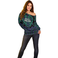 Custom Aotearoa Ngati Pikiao Off Shoulder Sweater Maori Tribal Pattern LT05 - Polynesian Pride