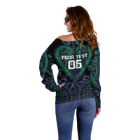 Custom Aotearoa Ngati Pikiao Off Shoulder Sweater Maori Tribal Pattern LT05 - Polynesian Pride