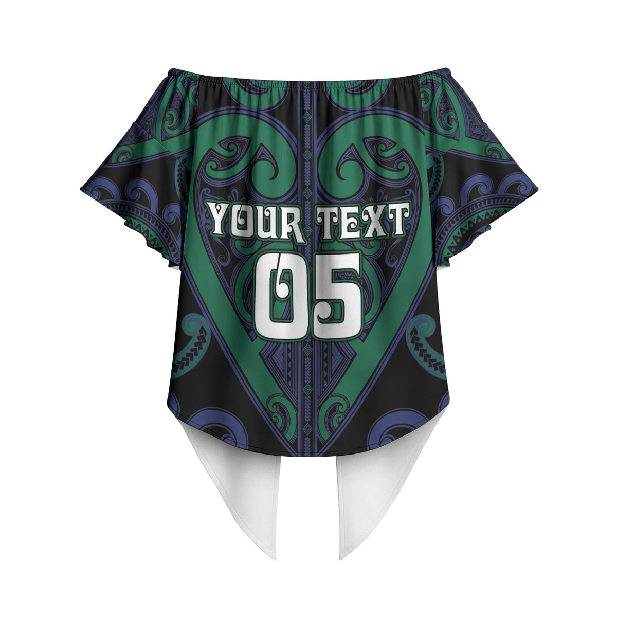 Custom Aotearoa Ngati Pikiao Off Shoulder Wrap Waist Top Maori Tribal Pattern LT05 - Polynesian Pride