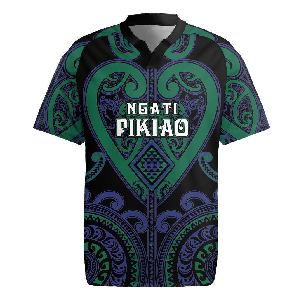 Custom Aotearoa Ngati Pikiao Rugby Jersey Maori Tribal Pattern LT05 Green - Polynesian Pride