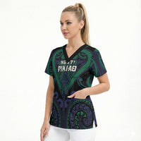 Custom Aotearoa Ngati Pikiao Scrub Top Maori Tribal Pattern LT05 - Polynesian Pride