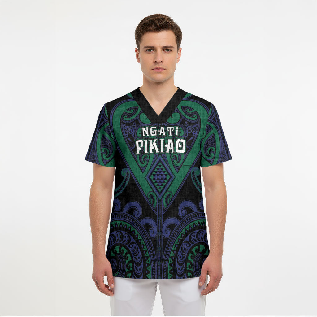 Custom Aotearoa Ngati Pikiao Scrub Top Maori Tribal Pattern LT05 - Polynesian Pride