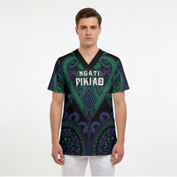 Custom Aotearoa Ngati Pikiao Scrub Top Maori Tribal Pattern LT05 - Polynesian Pride