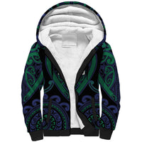 Custom Aotearoa Ngati Pikiao Sherpa Hoodie Maori Tribal Pattern LT05 Unisex Green - Polynesian Pride
