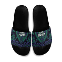 Aotearoa Ngati Pikiao Slide Sandals Maori Tribal Pattern LT05 Green - Polynesian Pride