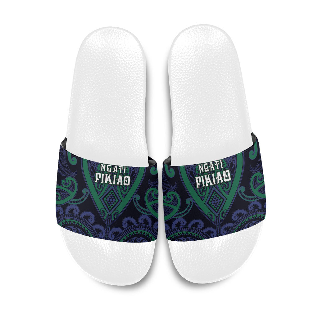 Aotearoa Ngati Pikiao Slide Sandals Maori Tribal Pattern LT05 Green - Polynesian Pride
