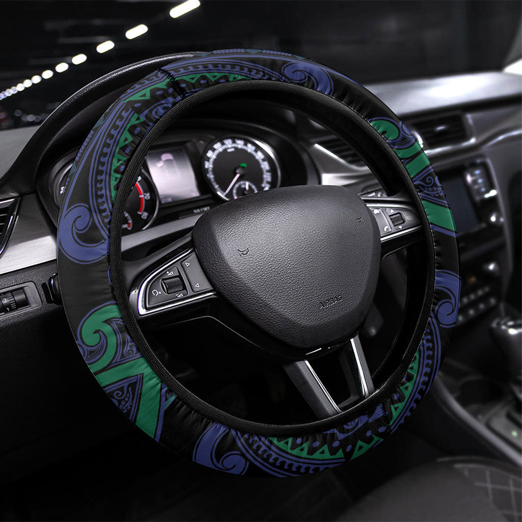 Aotearoa Ngati Pikiao Steering Wheel Cover Maori Tribal Pattern LT05 Universal Fit Green - Polynesian Pride