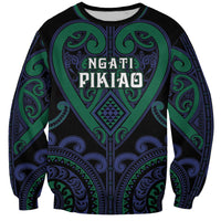 Custom Aotearoa Ngati Pikiao Sweatshirt Maori Tribal Pattern LT05 Unisex Green - Polynesian Pride
