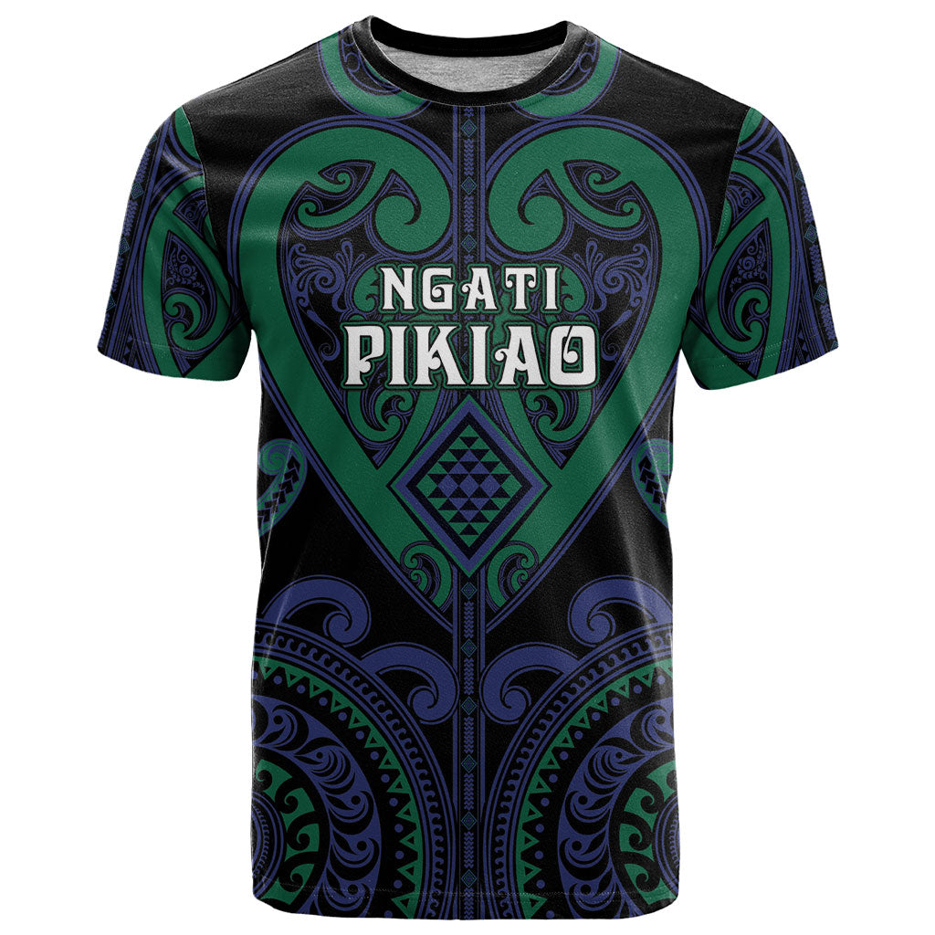 Custom Aotearoa Ngati Pikiao T Shirt Maori Tribal Pattern LT05 Green - Polynesian Pride