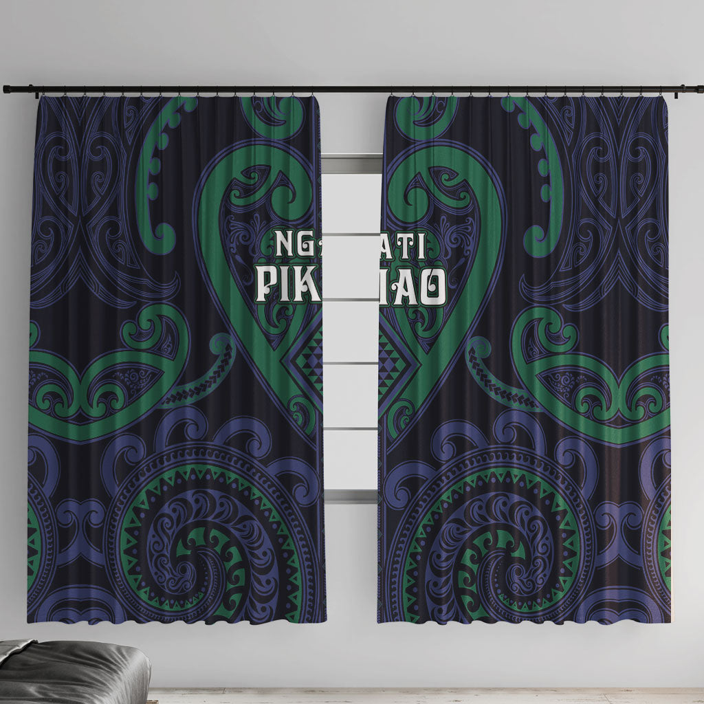 Aotearoa Ngati Pikiao Window Curtain Maori Tribal Pattern LT05 With Hooks Green - Polynesian Pride