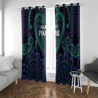 Aotearoa Ngati Pikiao Window Curtain Maori Tribal Pattern LT05 With Grommets Green - Polynesian Pride