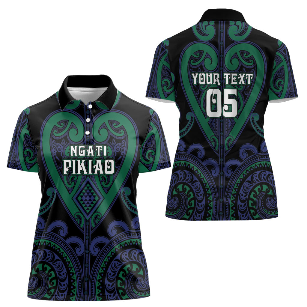 Custom Aotearoa Ngati Pikiao Women Polo Shirt Maori Tribal Pattern LT05 - Polynesian Pride