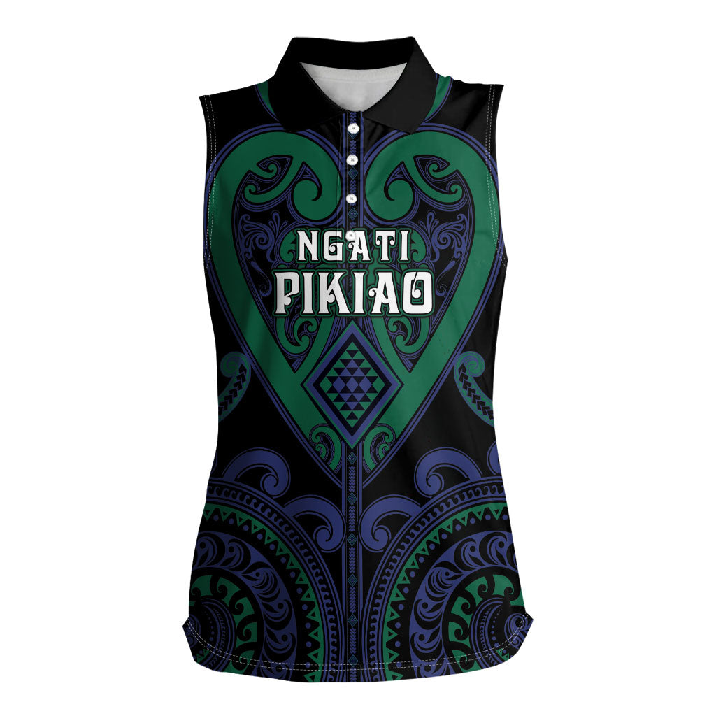 Custom Aotearoa Ngati Pikiao Women Sleeveless Polo Shirt Maori Tribal Pattern LT05 Female Green - Polynesian Pride