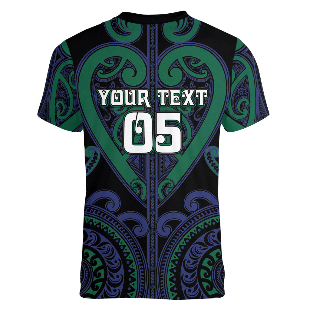 Custom Aotearoa Ngati Pikiao Women V-Neck T-Shirt Maori Tribal Pattern LT05 - Polynesian Pride