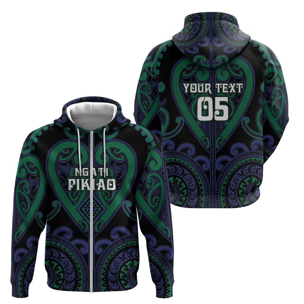 Custom Aotearoa Ngati Pikiao Zip Hoodie Maori Tribal Pattern LT05 - Polynesian Pride