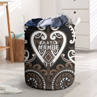Aotearoa Kati Mamoe Laundry Basket Maori Tribal Pattern LT05 Brown - Polynesian Pride