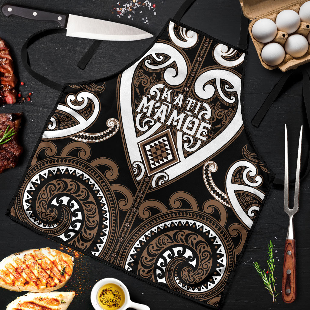 Aotearoa Kati Mamoe Apron Maori Tribal Pattern LT05 Brown - Polynesian Pride